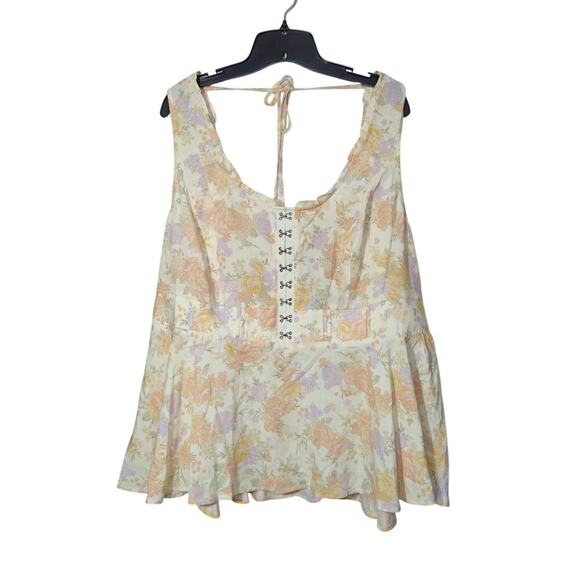 NWT Torrid Babydoll Challis Corset Top Sleeveless Smocked Tie Back Floral Sz 3x - Picture 1 of 7